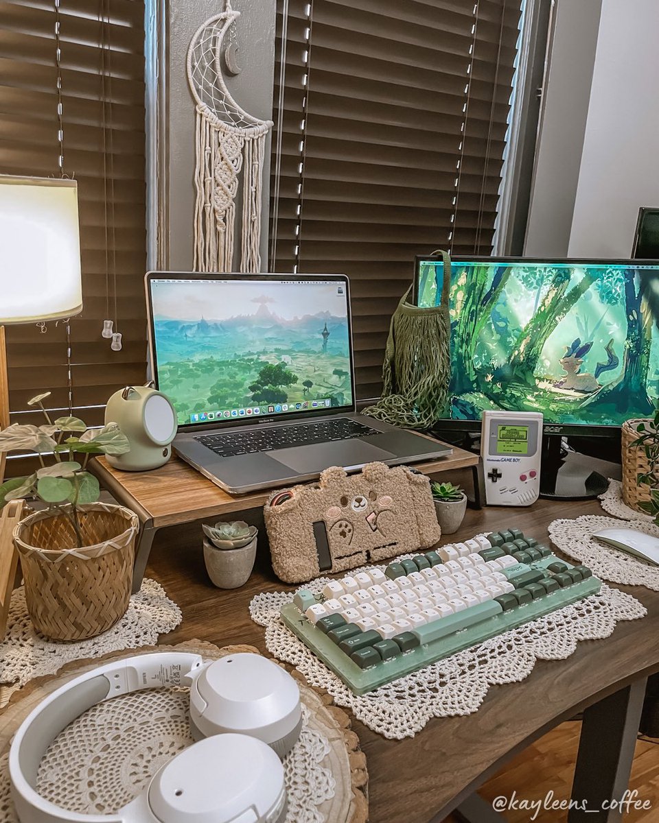 I love my work from home/ office desk 🥹🌿🪴 #desksetup #GamingSetup