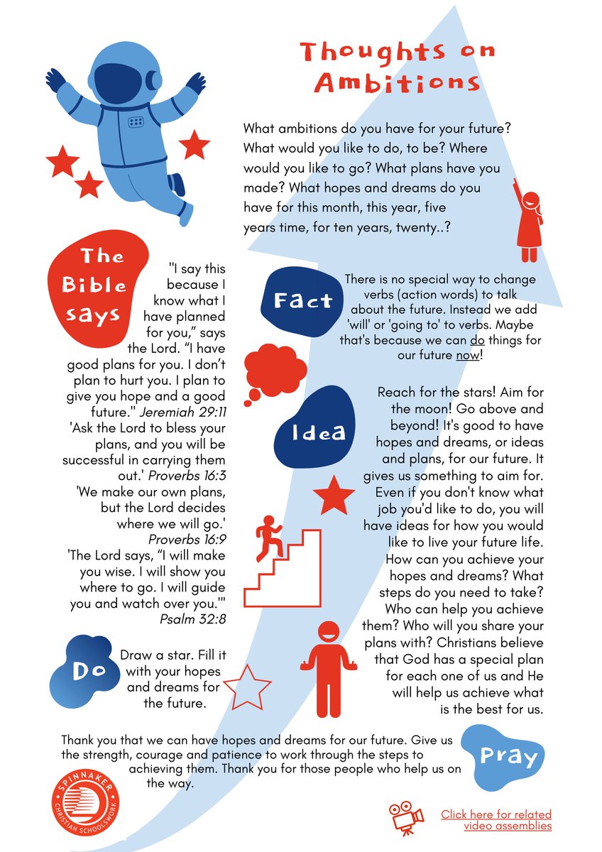 Spinnakertrust1's tweet image. #ThoughtsOn Ambitions - It&apos;s good to have hopes and dreams, or ideas and plans, for our future. It gives us something to aim for. What will you reach for, how will you get there and who will help you? 

PDF: bit.ly/3yrkAkq

#Classreflection
#Prayer 
#Ambition
