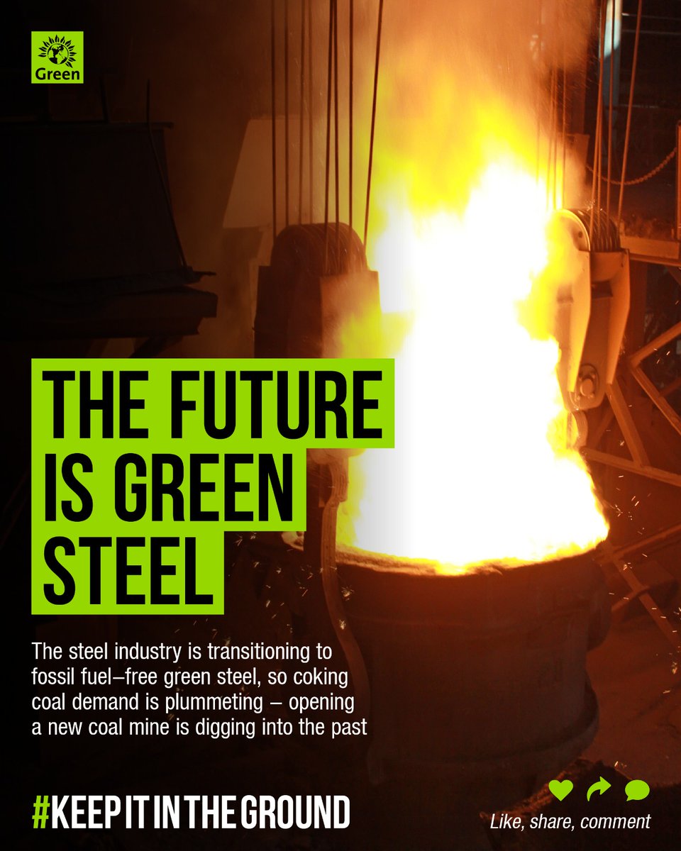 #Cumbriacoalmine fact 3:

The steel industry is rapidly transitioning to fossil-fuel-free green steel - so demand for coking coal is plummeting

This mine will be practically redundant before it even opens

Tag &amp; tweet your MP 📝:
edm.parliament.uk/early-day-moti…

#keepitintheground