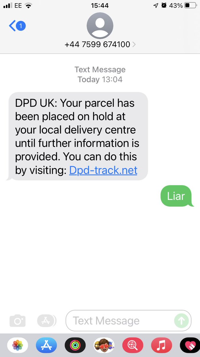 nathansbruce's tweet photo. Hey @DPDgroup_news. I missed a delivery yesterday which I am due to collect from a local shop, but then received this scam text message today. You’ve been hacked! Check your systems!!! 😁🤔 https://t.co/7SAMqVOHy4