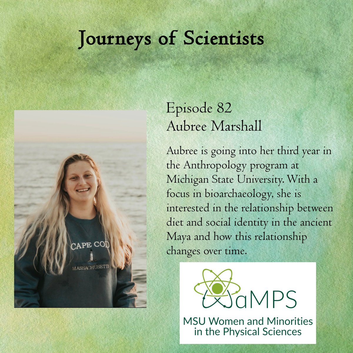 Aubree Marshall joins the Journeys of Scientists podcast this week! Listen here: anchor.fm/.../Episode-82…
