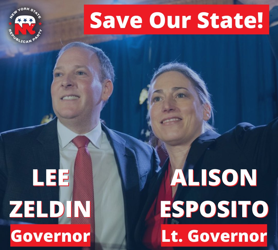 NewYorkGOP's tweet photo. The next Governor and Lt. Governor of New York State: 
➡️@leemzeldin  ➡️@EspositoforNY  

#SaveOurState https://t.co/BaGRkEHUiO