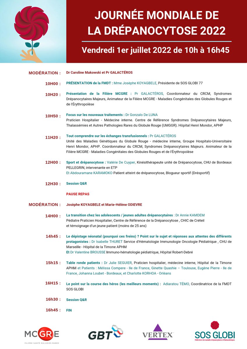 FMDTsosglobi's tweet photo. [WEBINAIRE INFO DRÉPANOCYTOSE]
🛑À J-2, n'oubliez pas de vous inscrire !
👉https://t.co/Rvd7EU4mAO
#drépanocytose #jmlcd #sosglobi #drépanocytoseFrance https://t.co/AkkL62AMRN