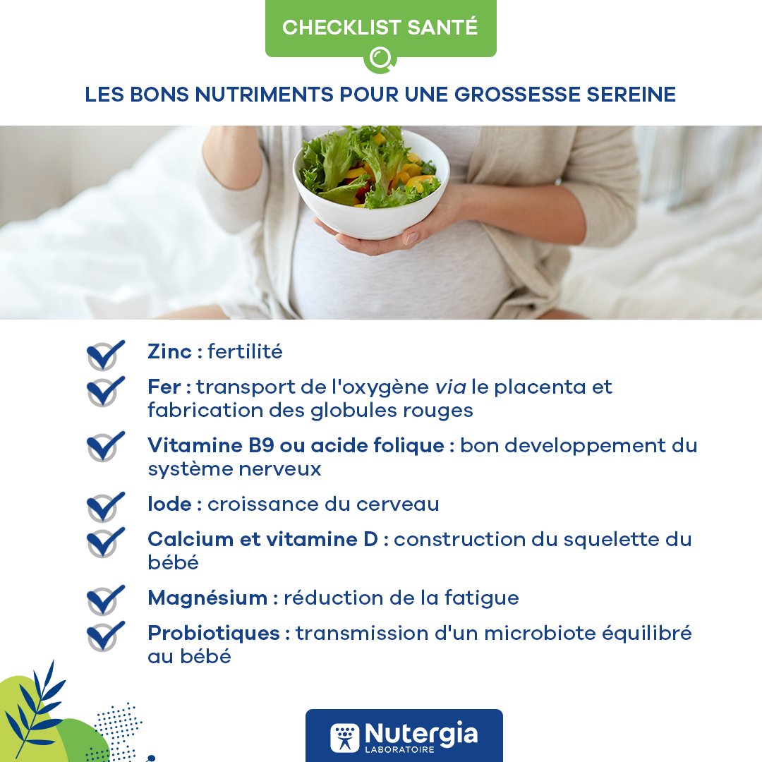 Nutergia's tweet photo. La grossesse est un moment particulier au cours duquel l’alimentation tient une place importante pour la santé de la femme et de l’enfant. Connaissez-vous les nutriments essentiels pour une grossesse sereine ? Nos conseils nutrition pour la femme enceinte. https://t.co/d2XWWxUXuF https://t.co/pKX2hRA5gi