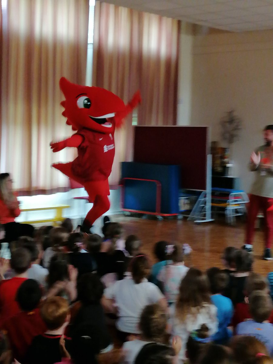 stceciliasinf's tweet photo. As part of our active week we had a visit from LFC and their "Mighty Red" mascot. The visitors talked to the children about keeping healthy in body and mind and #MightyRed gave a high five to every child! https://t.co/nUQ2Ywv6T0