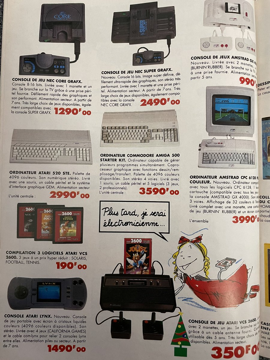Il y’avait aussi dans ce catalogue un #Amiga500 petite dédicace @Marcuszeboulet un #Amstrad CPC 6128 un #Atari 520 STE La #NEC #Supergraph ! La console portable d’Atari la #Lynx Quel plaisir d’avoir dans les mains un authentique catalogue des années 90 😉 #retrogaming #jeuxvideo