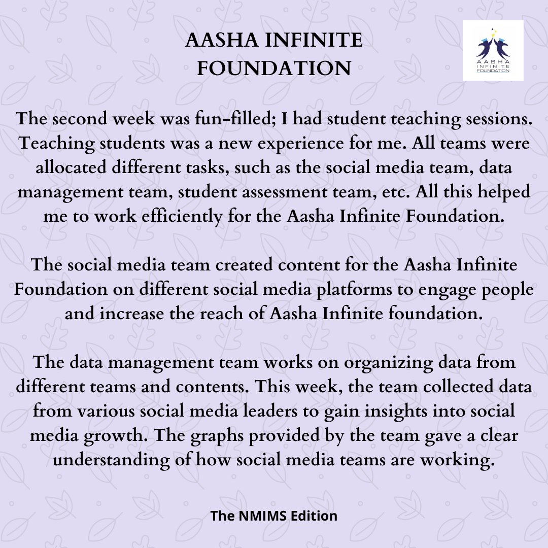 aashainfinite13's tweet photo. [Update!!]
Here's what one of our intern from @asmsoc_nmims has to say about their #teaching experience with their students.. https://t.co/tKx2y4hbKc
