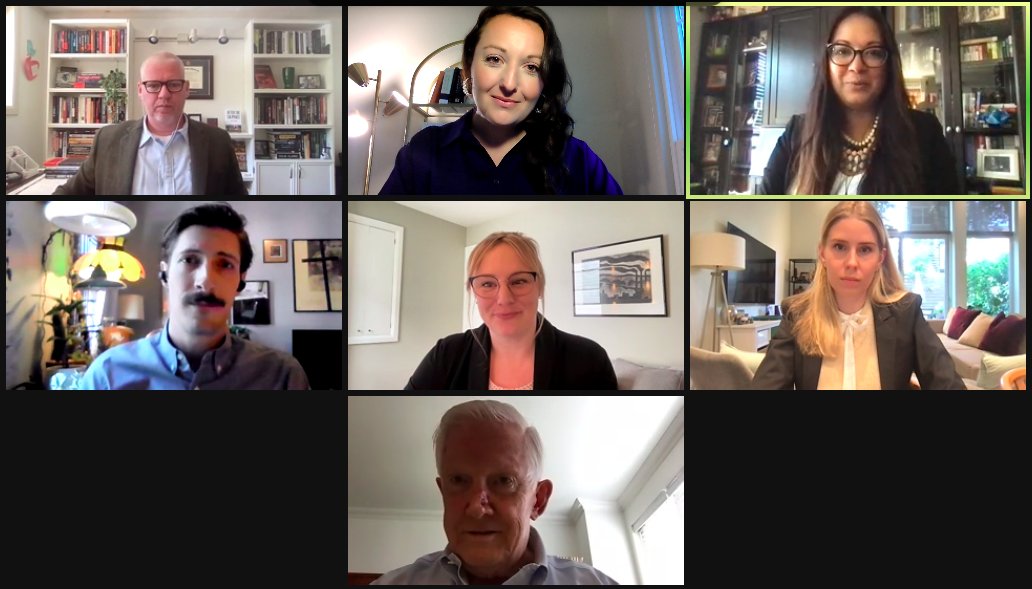TheSoufanCenter's tweet photo. Thank you to all who contributed to the dynamic roundtable discussion this morning for our project, supported by @TrustAirey, on responding to violent far-right / #REMVE groups through #sanctions / #proscriptions. @NaureenCFink @ColinPClarke @msaltskog @JessMarinDavis https://t.co/ZQxd8KD63A