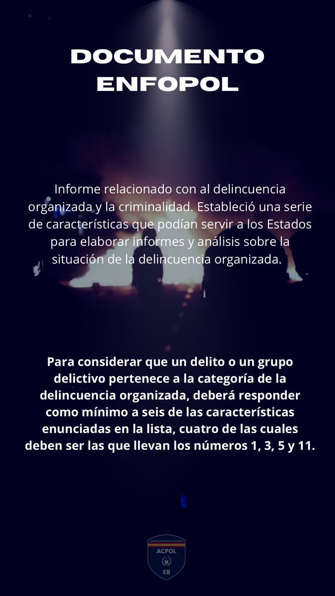 acpol_cnp's tweet photo. Echémosle un vistazo a la delincuencia organizada gracias a las características que nos ofrece el documento Enfopol de Europol. Venga, cerramos la tarde con algo de teoría. #Europol #Delincuencia #XXXIX #CNP #Módulo2 #AcpolEB https://t.co/alIzBDcEOi