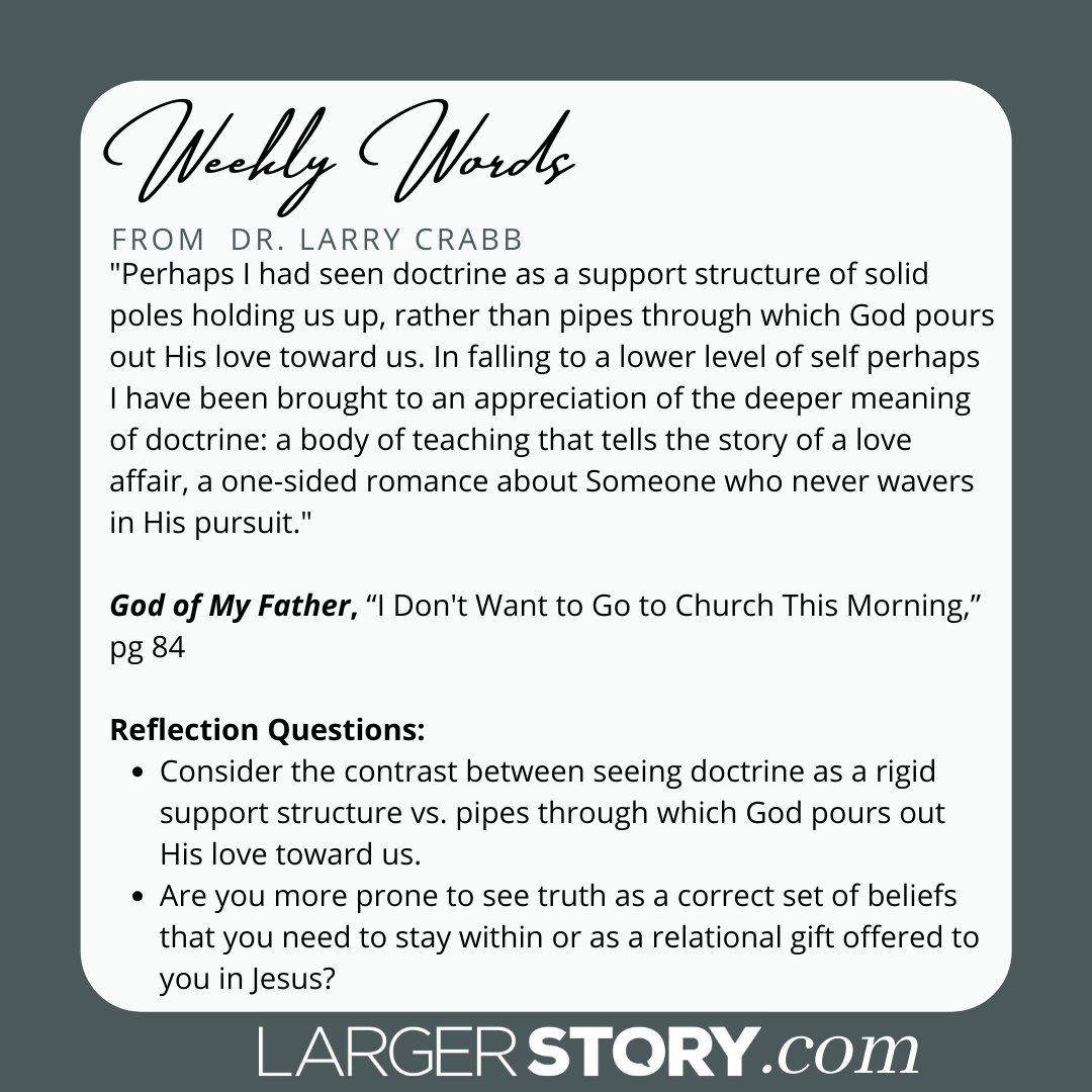 LargerStory1's tweet photo. How might you make space for Biblical truth to be a conduit of rest and wholeness instead of pressure and demand in your life?

#WeeklyWords #GodOfMyFather #BookOfTheMonth #RelationalTruth https://t.co/tJ2F2BiGiv