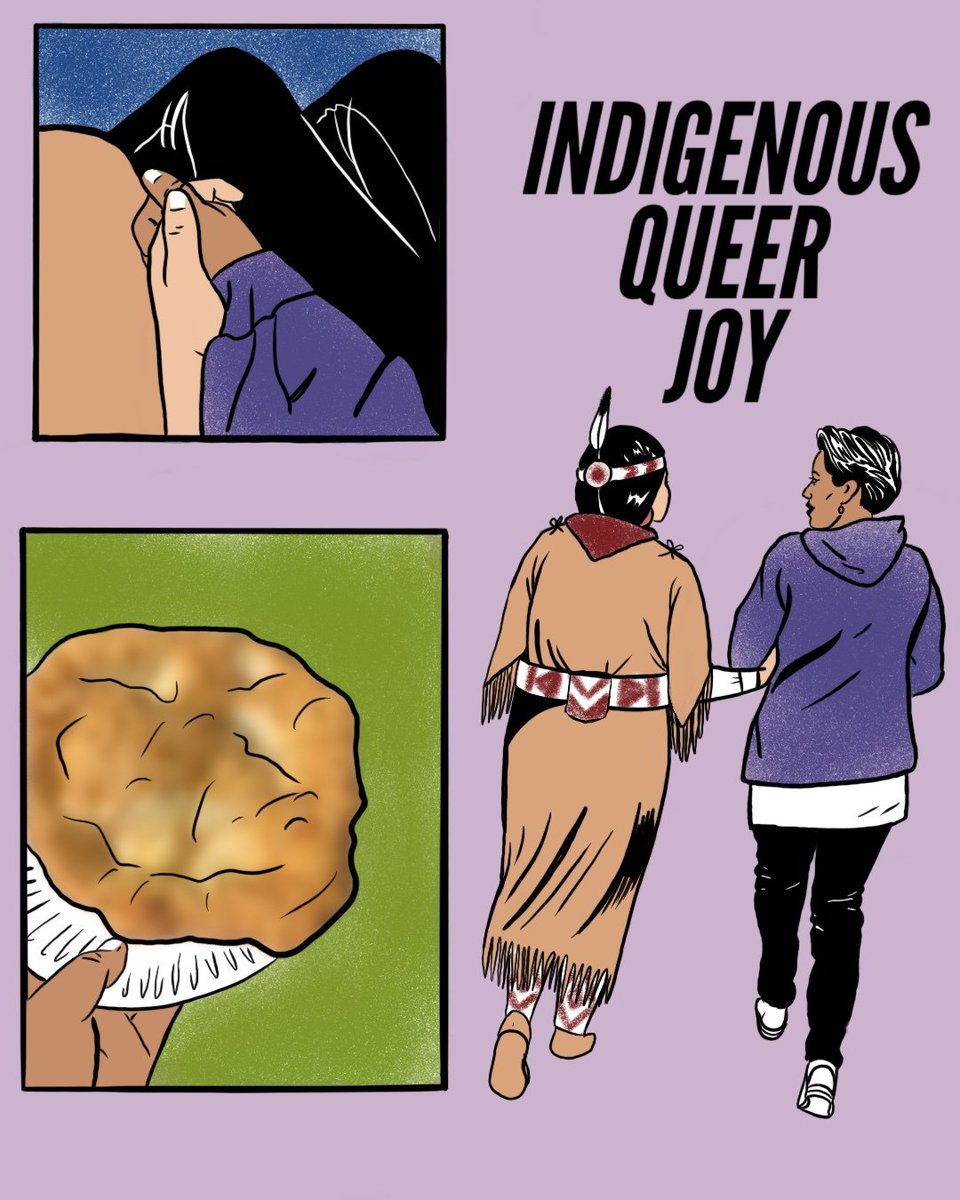 IllumiNative's tweet photo. “Indigenous Queer Joy exists when we dance. Queer people are your relatives. This piece is in celebration of sharing the dance floor with you and maybe even a piece of frybread.” - @yakamanche (Comanche &amp; Yakama)

#IndigiQueer #TwoSpirit #FryBread #NativeArt #IndigenousJoy https://t.co/PRt4yodrgU