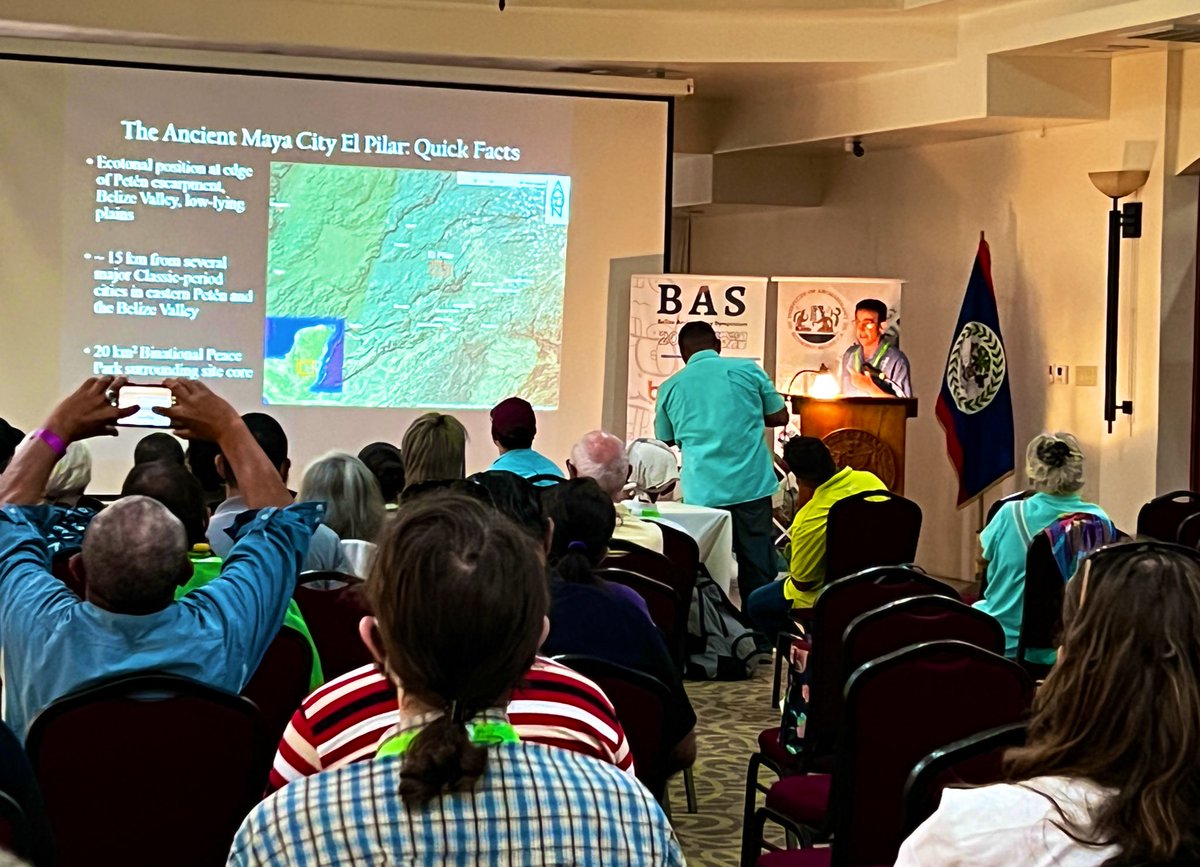 ArchaeologyAmy's tweet photo. @EP_sherm3 kicked off #research presentations this morning at the 18th annual Belize Archaeology Symposium discussing the Preclassic constructions at El Pilar in western #Belize  #archaeology @OfficialElPilar @IA_NICH https://t.co/xslxc33HC8