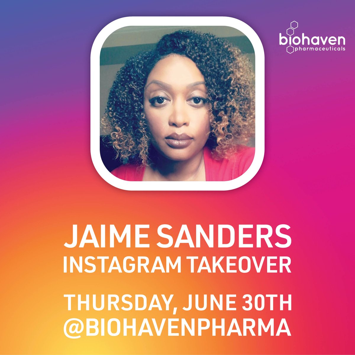 biohaven's tweet photo. Join @migrainediva tomorrow on Biohaven’s Instagram as she takes you along on a day in the life of someone who lives with #migraine disease. Thank you, Jaime, for being an #advocate and #leader within the migraine community! #MHAM https://t.co/PpVxb29zJm