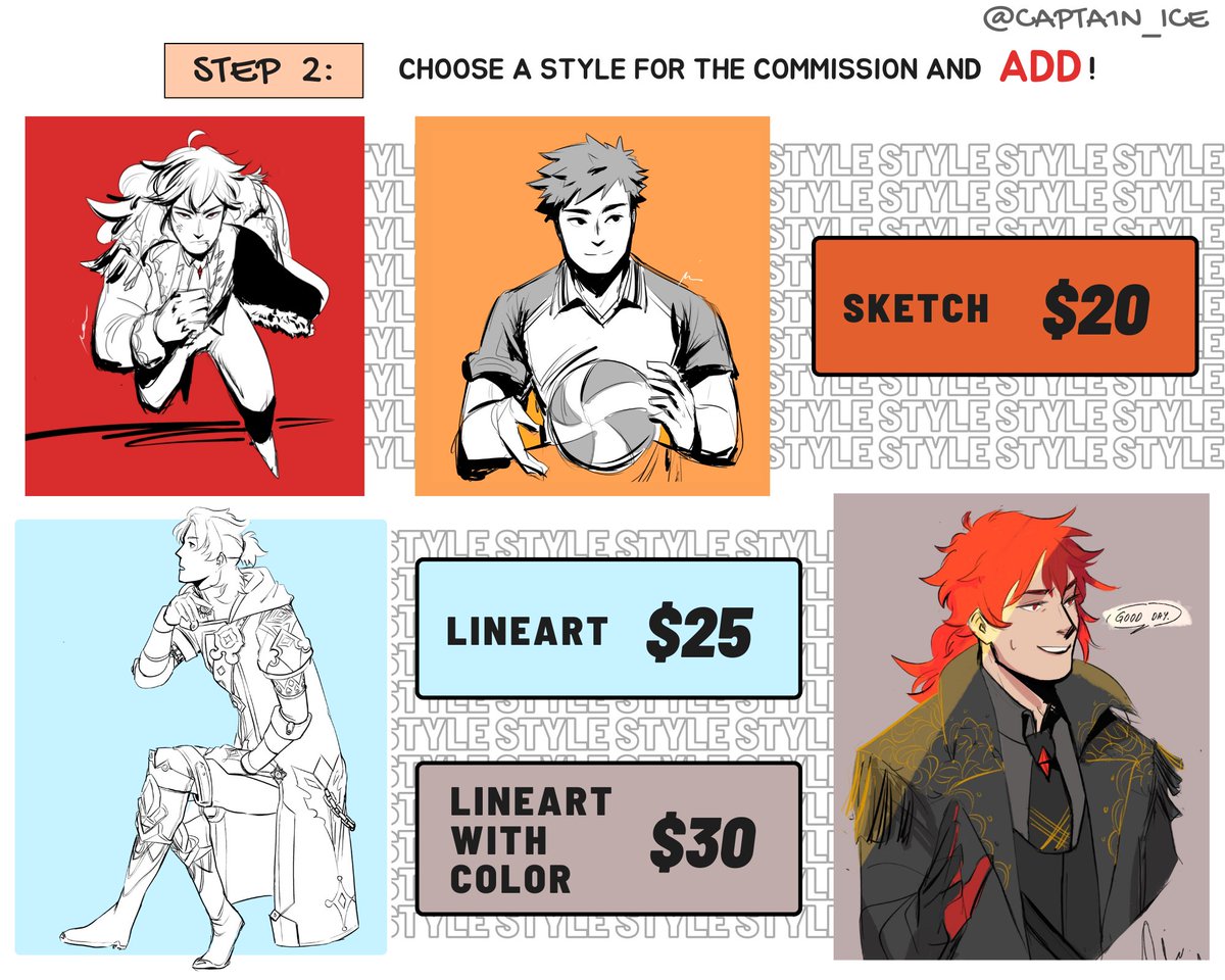 Capta1nDaichi's tweet photo. 🎉 !COMMISSIONS OPEN! 🎉

I draw, color, and do whatever fandom as long as it's in my power. Here are the commission sheets!

Details:
- 5 slots for the meantime
- contact via DMs and email
- transaction thru Ko-Fi, PayPal, or GCash https://t.co/ykApXUlrVE