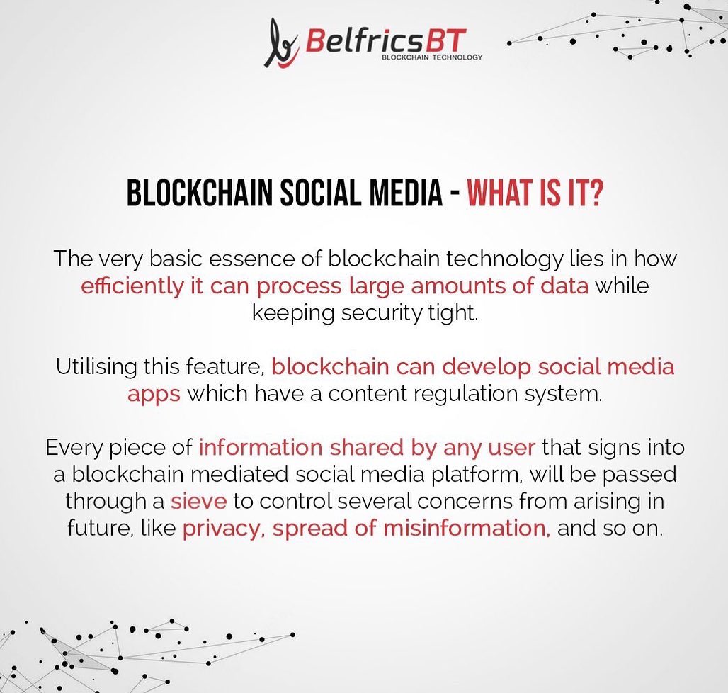 belfricsbt's tweet photo. Do you ever go a day without opening social media? If not, then have you thought about how these centralised apps breach your privacy and can spread misinformation like rapid fire?
Swipe to read how beneficial #BlockchainSocialMedia would be to you.

@realLifeClips

#belfricsbt https://t.co/YjSTBsmZAC