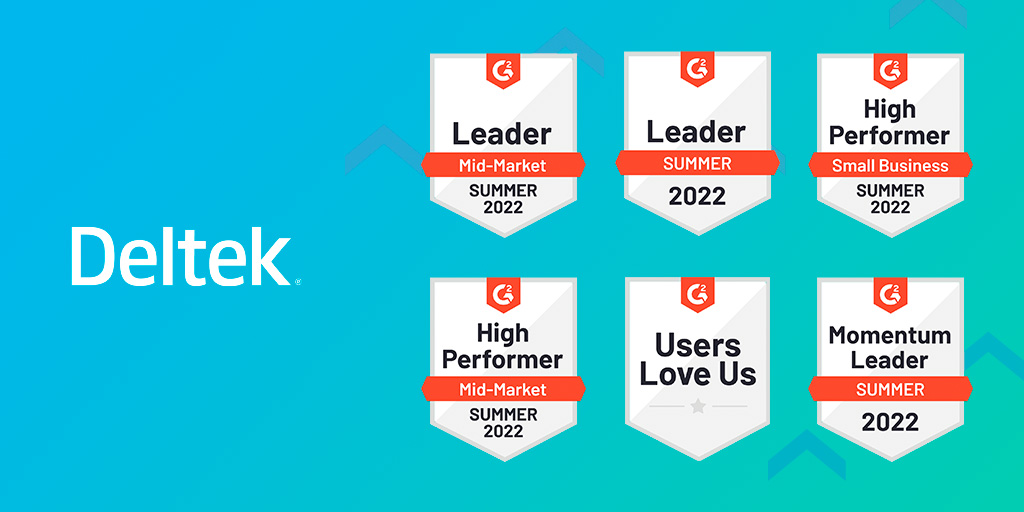 Deltek's tweet photo. We’re delighted to share that Ajera, Costpoint and Vantagepoint have been named ERP Leaders in @G2dotcom's Summer Reports! 🎉

Thank you #DeltekProjectNation for submitting your reviews and making this recognition possible.💙

https://t.co/iUnFx7Jbw4 https://t.co/OfGsLDerc2