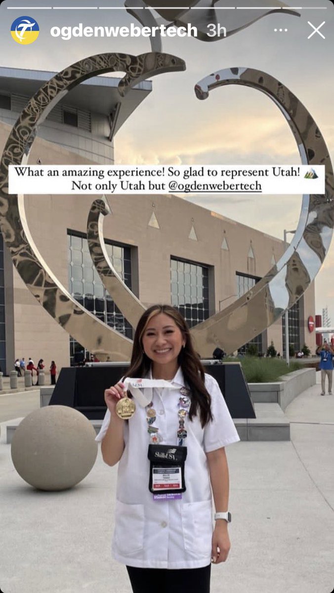 OTechPresident's tweet photo. Congratulations @OgdenWeberTech graduate Allie Thao on your National Champion Gold Medal in Nail Care at the @SkillsUSA competition. #nailedit #TechnicallyWeRunThwWorld @higheredutah #nailtech #ogden https://t.co/G8F8PL0z7Q