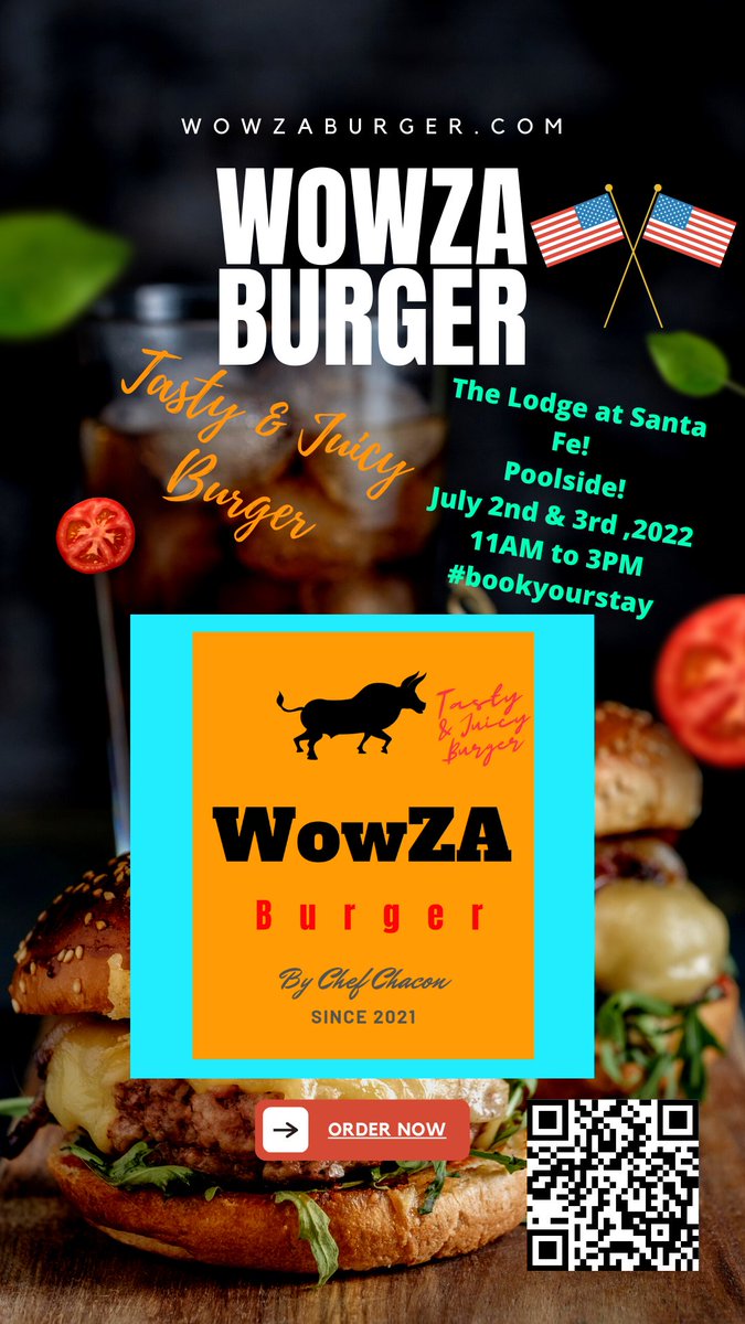 za_burger's tweet photo. Hello! Be sure to book your last minute 🇺🇸 Fourth of July Weekend!#bookyourstay Before all the rooms are totally booked! @ The Lodge at Santa Fe!
https://t.co/HHSA56lwNU
 We are popping up from 11am to 3pm this Saturday and Sunday! *Poolside * We can’t wait!
❤️🔥🥑🥓🍟🍔🍻🍹🍺🍷 https://t.co/n3J6okyI3A