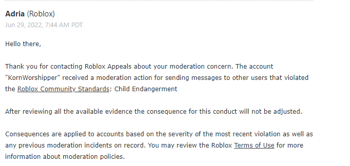 No offense to roblox or anything but their moderation is stupid as hell