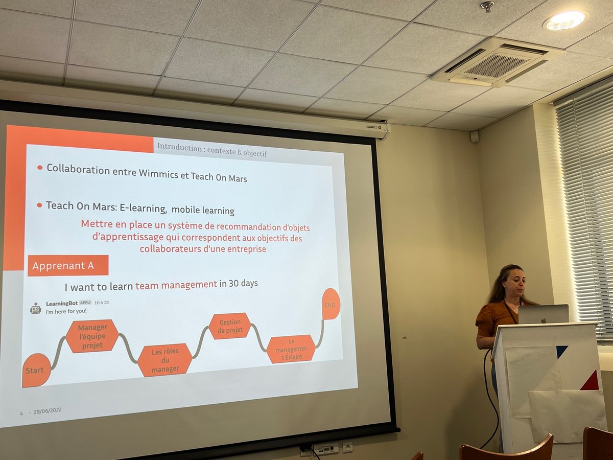 oscarrodriguez's tweet photo. Présentation de notre travail de recherche avec l’équipe @wimmics de l’@Inria, sur le matching automatique de ressources pédagogiques à partir des compétences et connaissances des apprenants. 

@TeachonMarsfr  🚀 

#Pfia2022 #eiah #IA #deeplearning https://t.co/7QYZrs7qH6