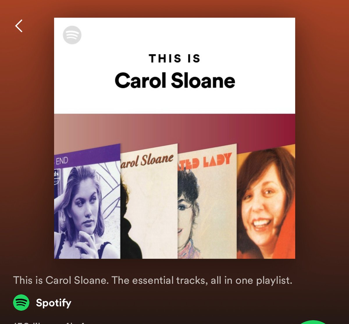 carolsloanesin1's tweet photo. Our friends @Spotify created an editorial playlist for me. How exciting! Check it out and like. https://t.co/yz4X0VEAkB https://t.co/gYV4NoqluQ