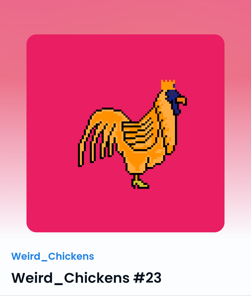 RArt47's tweet photo. 🐓Weird_Chickens 23🐓
💸Value: 0.02 eth💸

@opensea 

#NFTGiveaway #NFT #NFTs #NFTGiveaways #NFTCommunity #nftcollector #nftart #NFTcollectibles #OpenSea #Rarible #NFTdrop https://t.co/rwZqRJtUNC