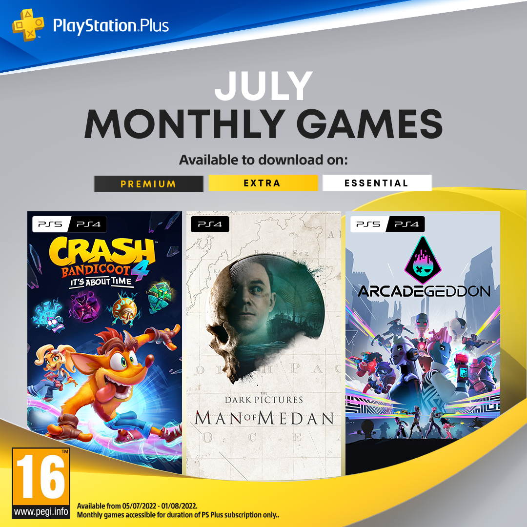 PSA: July PS+ titles are now rolling out to claim. PS5: Crash Bandicoot 4:  It's About Time & Arcadegeddon - PS4: Man of Medan : r/PS5