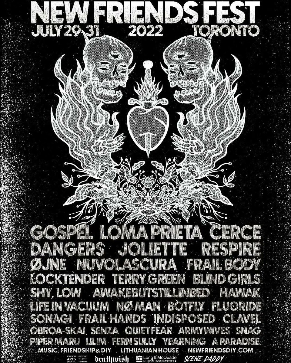 We're sponsoring New Friends Fest this year &amp; it's one you don't want to miss! <a href="/_LOMAPRIETA/">Loma Prieta</a> &amp; <a href="/frailbodyil/">Frail Body</a> &amp; so many other amazing bands will be playing in Toronto at this three day celebration of music &amp; friendship. Passes are on sale now at newfriendsdiy.com ❤️🔥