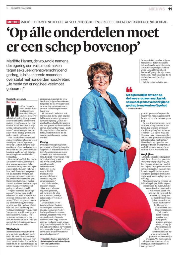 Vandaag in het <a href="/ADnl/">AD.nl</a> een interview met <a href="/mariettehamer/">Mariette Hamer</a> over haar eerste bevindingen als regeringscommissaris. ad.nl/politiek/de-re…