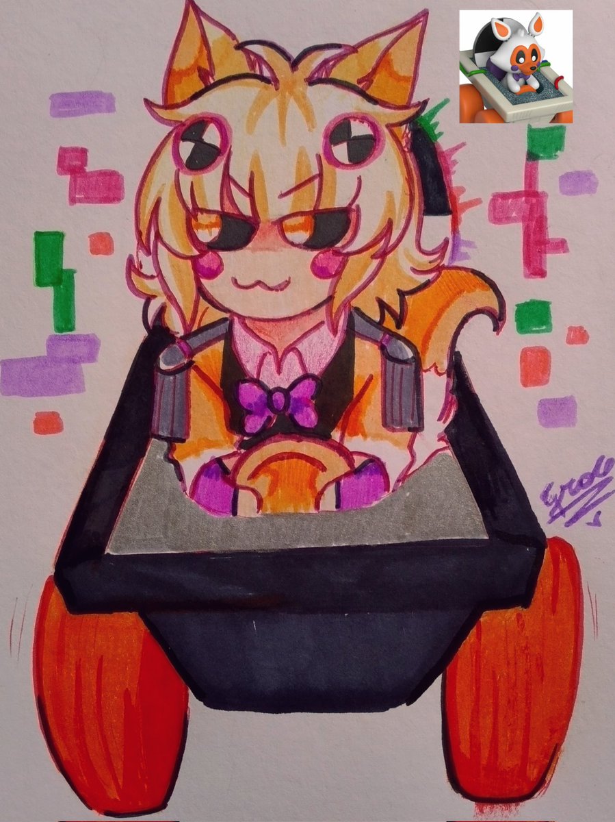 GraceValac's tweet image. Gas ! Gas ! Gas ! 
#FNAF #TraditionalArt #Lolbit #fnafhuman