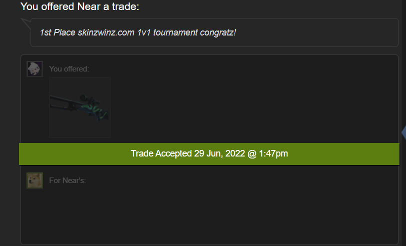 Skinz_Winz's tweet photo. Congratz to Near! Enjoy your StatTrak AWP atheris. #CSGO https://t.co/65MJsYZ2o6