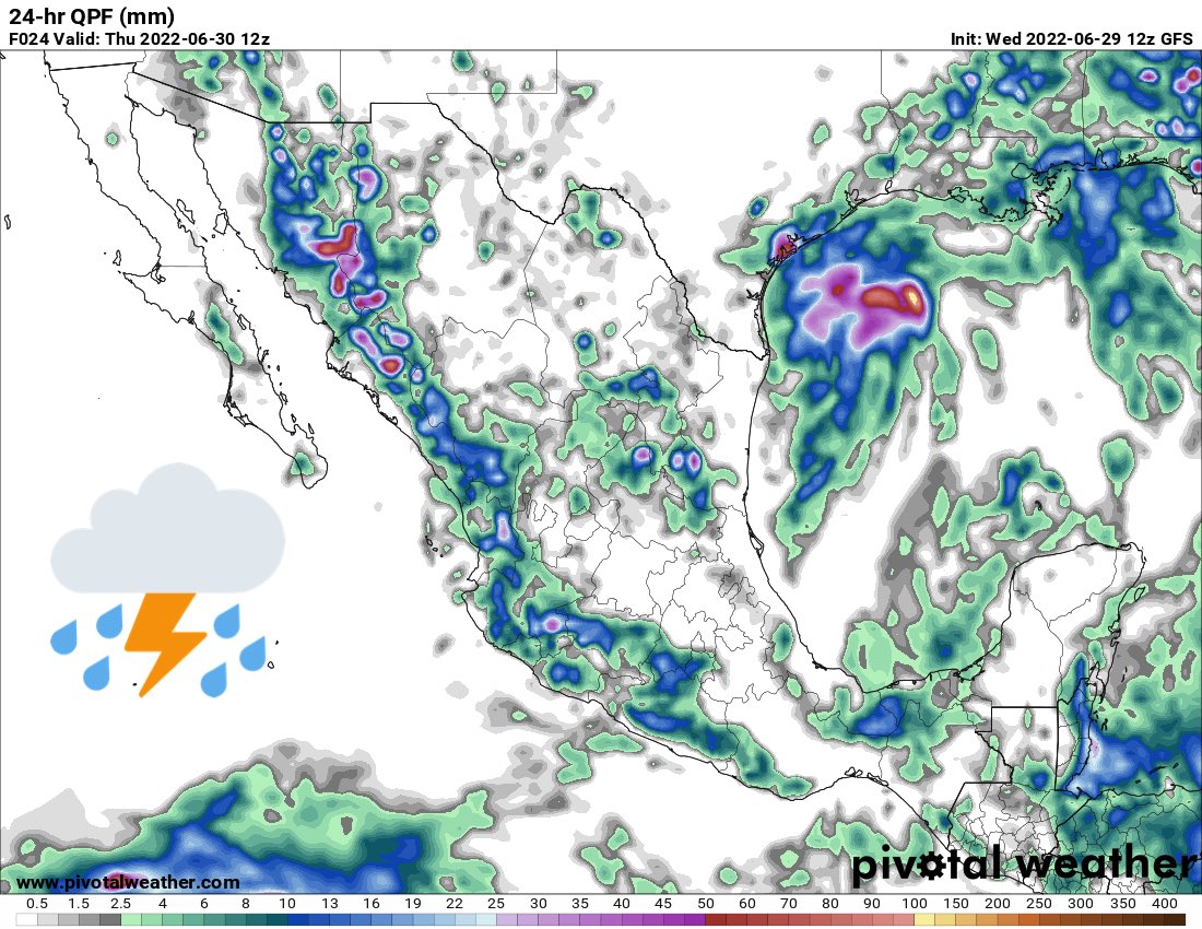 InfoMeteoro's tweet photo. 🔴⛈MIÉRCOLES: fuertes lluvias/tormentas Son, Chih, Sin, Dgo, Coah, NL, Tamps, Zac, SLP, Nay, Jal, Col, Mich, EdoMex, Mor, Gro, Ver, Tab, Chis con probable granizo y ráfagas de viento >45 km/h.

Eventos aislados en el resto del país.

¡Precaución si viven en zonas vulnerables!⚠️ https://t.co/NFSiZipb7H