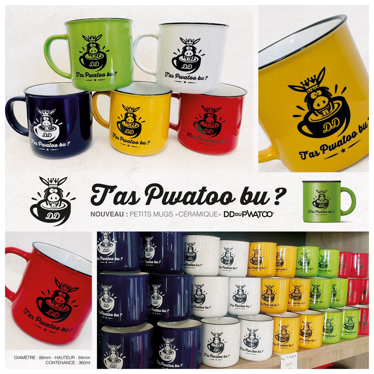 Le stock de calembours n’étant toujours pas épuisé, encore une nouveauté chez DD ! 😜 Ils sont beaux et colorés, ce sont les mugs « céramique » 😁 Et ils sont disponibles ce jour en boutique. #poitou