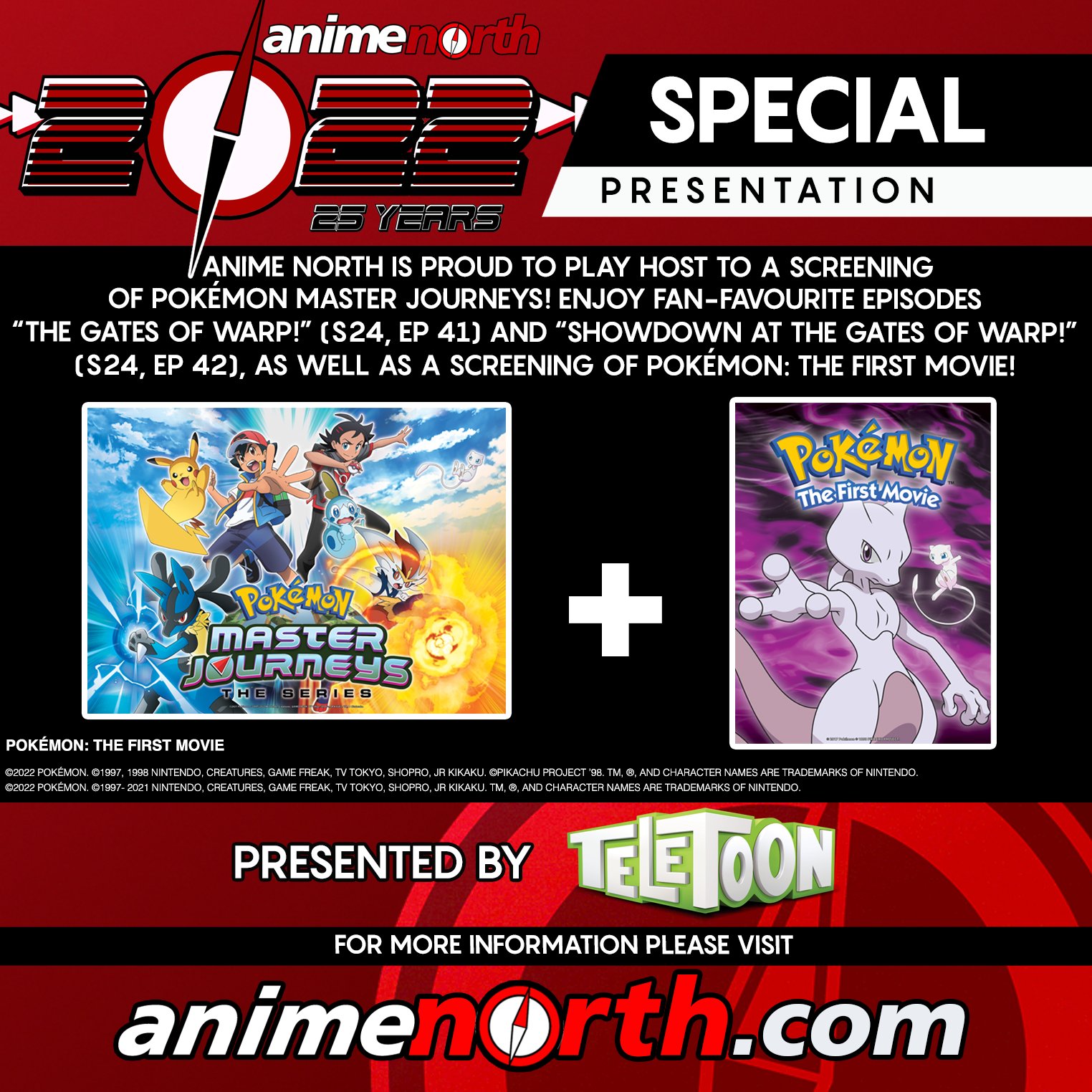 Anime North on X: We are proud to play host to a screening of Pokémon  Master Journeys at #AnimeNorth2022! Enjoy fan-favourite episodes “The Gates  of Warp! (S24, EP41) and “Showdown at the