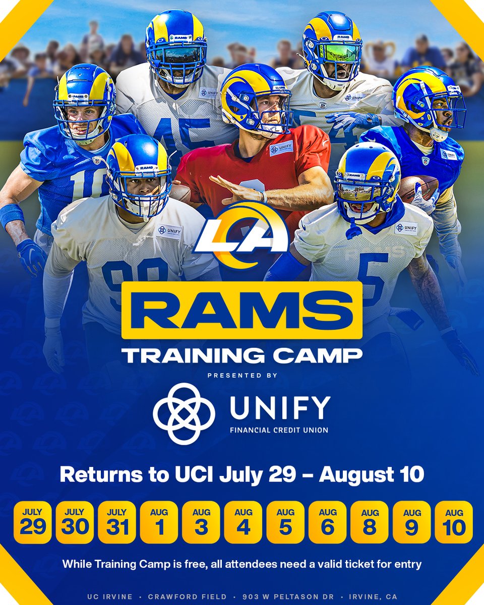 🚨 #RAMSCAMP ALERT 🚨 See ya at 2022 Training Camp presented by @UnifyFCU! » bit.ly/3nqLcvr