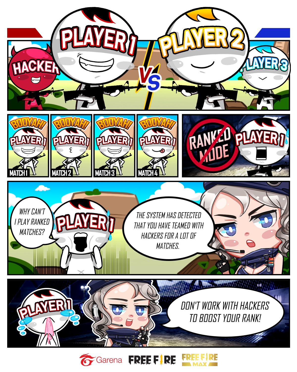 Garena Free Fire North America on X: Don't work with hackers to boost your  rank. You won't be able to play ranked matches again. And you'll make Laura  sad. You don't want