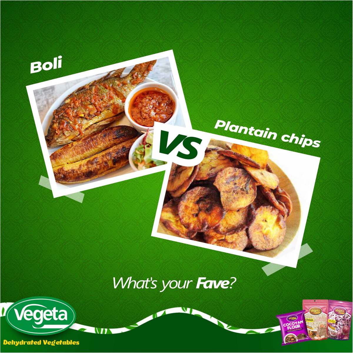 VegetafoodsNg's tweet photo. For the love of plantain, Team Bole or Team Plantain chips, which would it be for you?
#FoodBattle #Plantain #Dodolover #Vegeta #Onion #Shallot #WeMakeCookingEasy #Food https://t.co/v1TIsCdmay