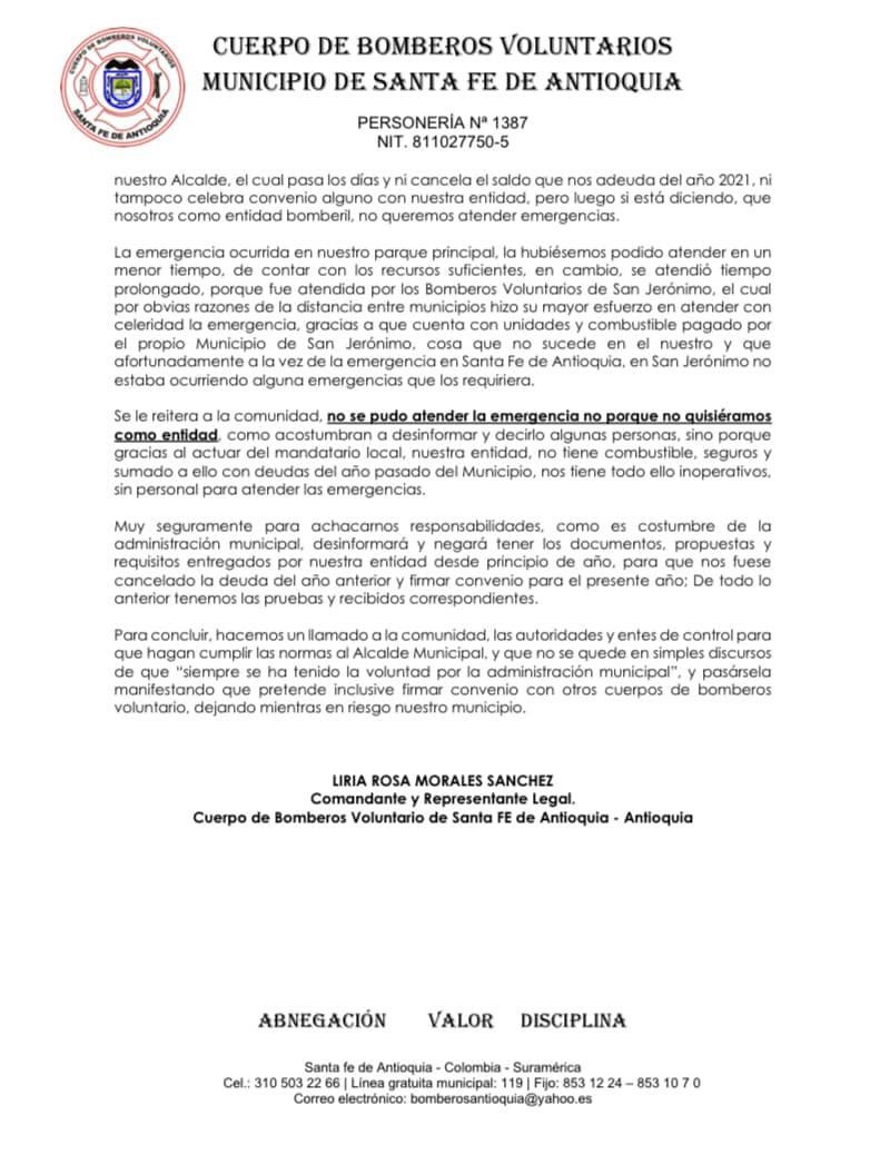 Bomberos Santa Fe de Antioquia tweet media