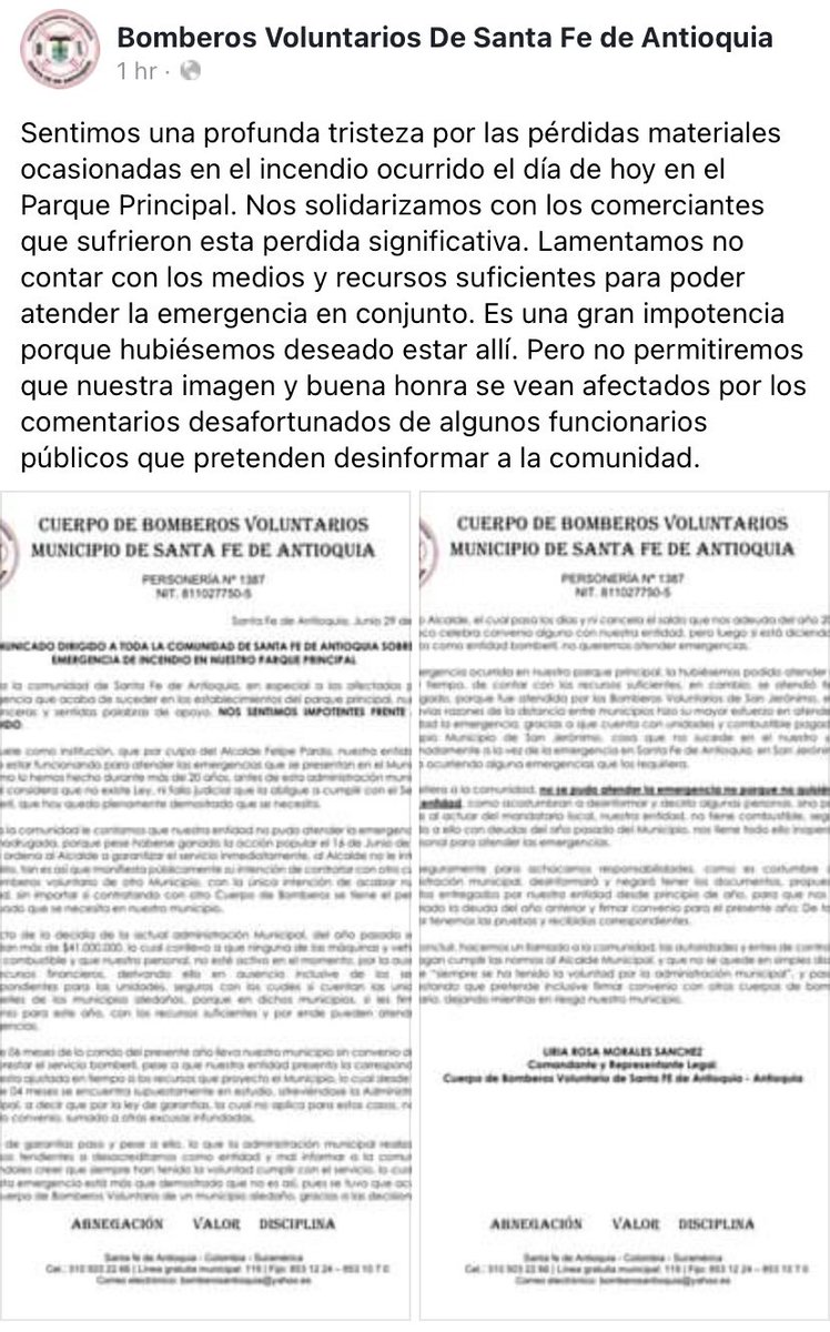 Bomberos Santa Fe de Antioquia tweet media