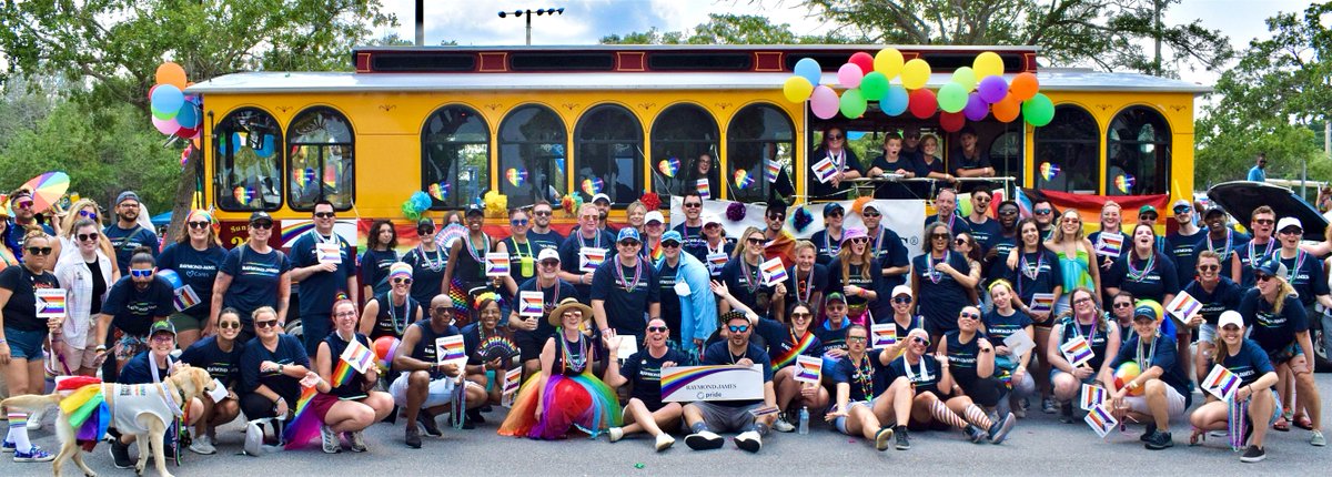 RaymondJames's tweet photo. “As unique as the people we serve.” Associates, advisors and leaders represented #RJPride and #RJPFAN at last weekend’s @stpetepride events. Thank you for supporting each other at work and in our communities and for helping make Raymond James a safe and inclusive workplace. https://t.co/p8MLZ57FIe