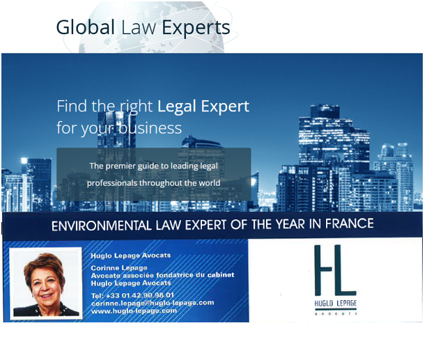 HLAvocats's tweet photo. [Global Law Experts - Corinne Lepage nommée meilleure avocate de l’année en droit de l’environnement – France] 
#huglolepageavocats #corinnelepage @corinnelepage  #GlobalLawExperts #droitenvironnement #meilleureavocate2022 #meilleureavocate https://t.co/QDLebYeXYv