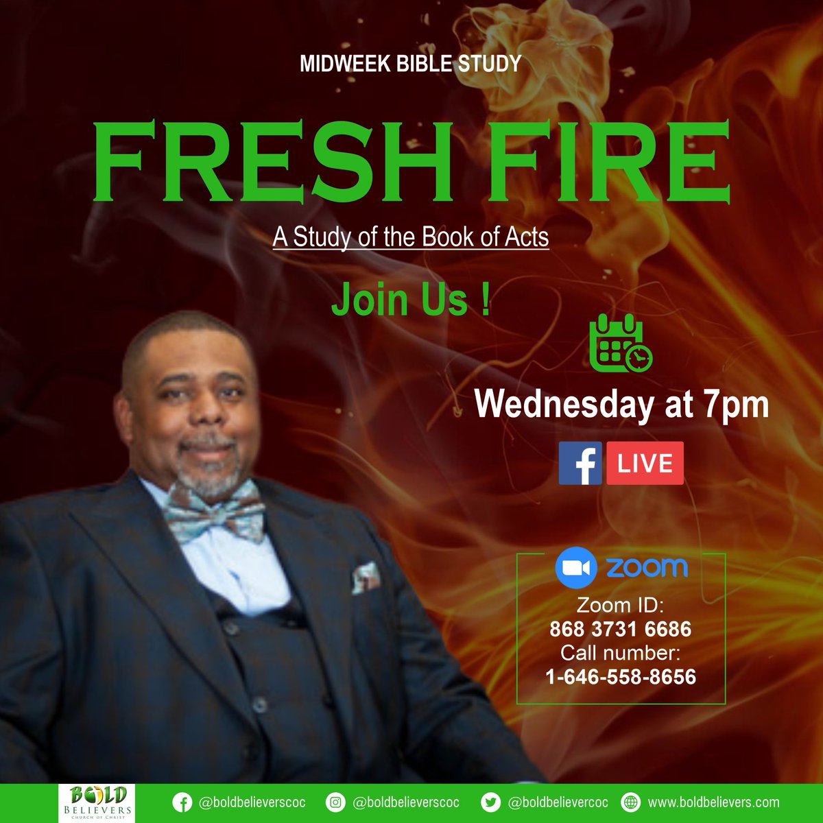 BoldBelieverCOC's tweet photo. Hey Bold Believers, invite someone to join our weekly bible study tonight at 7p.m. You don't want to miss this dynamic word from Dr. Matthews! 

#biblestudy #devotion #hope #freshfire #boldbelievers https://t.co/hkNlxDT95D