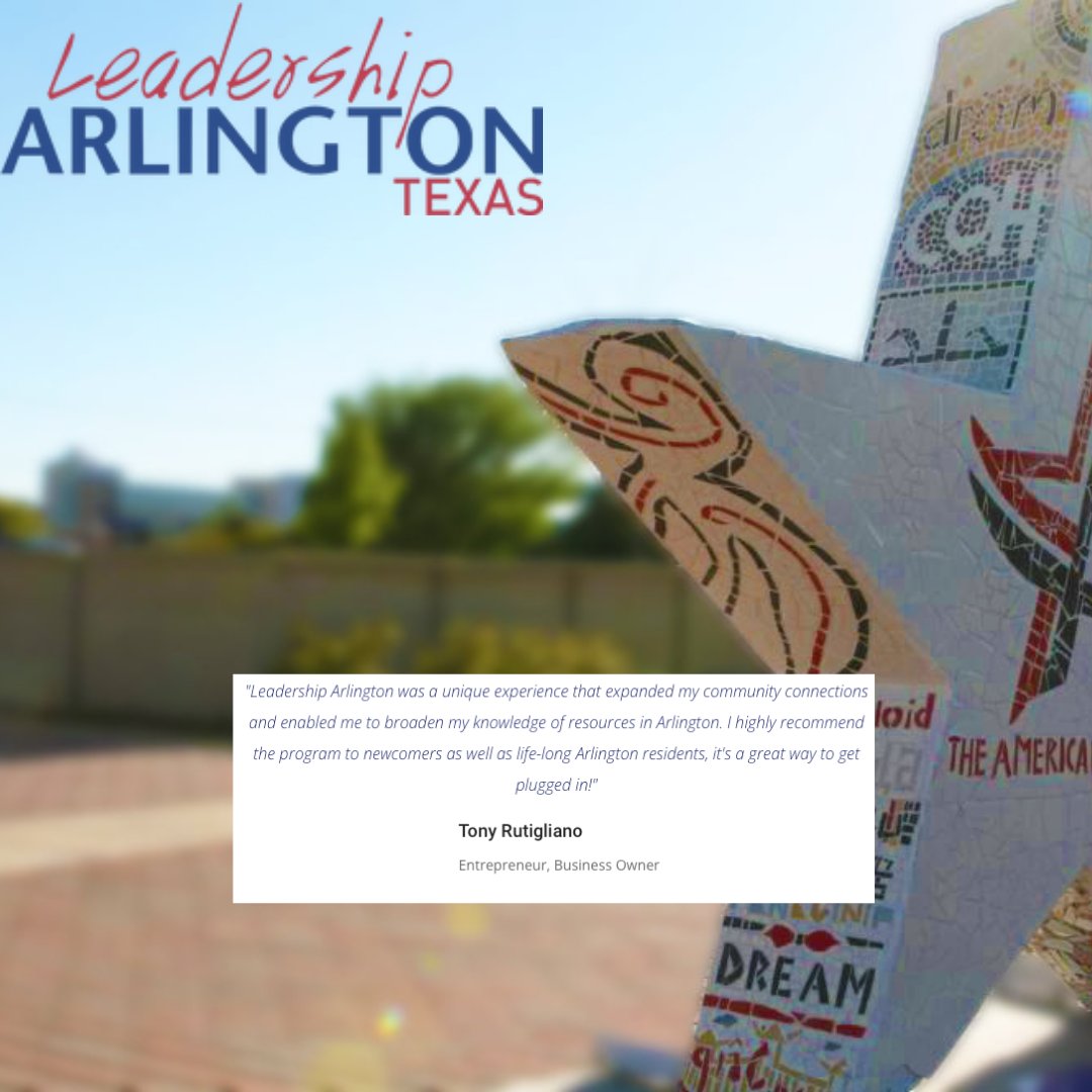 LeadArlingtonTX's tweet photo. Want to learn more about Leadership Arlington? See what our Alumni think of the program!

Leadership Arlington is accepting applications for the Class of 2022-2023 Adult and Student programs through June 30th. Check out our website at https://t.co/je7fA6DOqU to to sign up! https://t.co/JQUM7RsECp