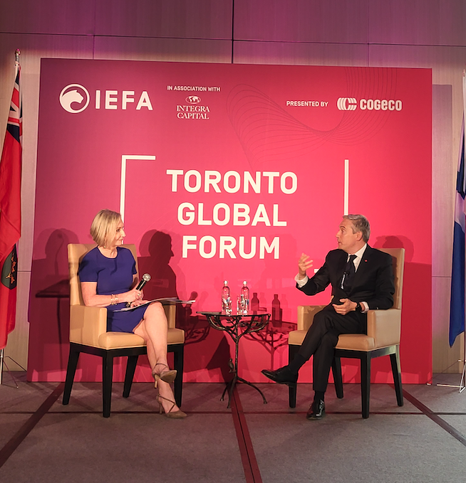 #CumberlandClients Last night, Bliss Baker joined <a href="/Cogeco/">Cogeco</a> at the Toronto Global Forum. Great to hear from Minister Fedeli &amp; Minister Champagne