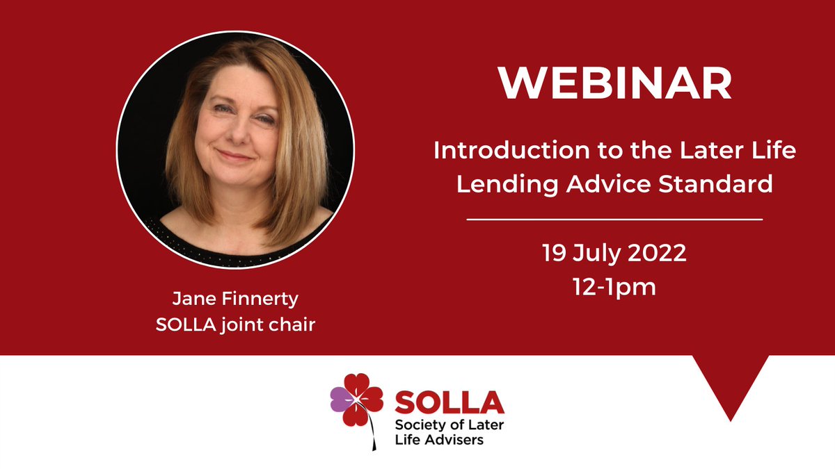 SOLLAadvice's tweet photo. Our #LLLAS is an endorsement of your skills and experience of advising on #EquityRelease. Take the first step to marking yourself out to both clients and fellow pros as a true specialist by joining our joint chair @FinnertyJane for an intro to standard: https://t.co/QhxcM5kICn https://t.co/9AsnEcuh3U