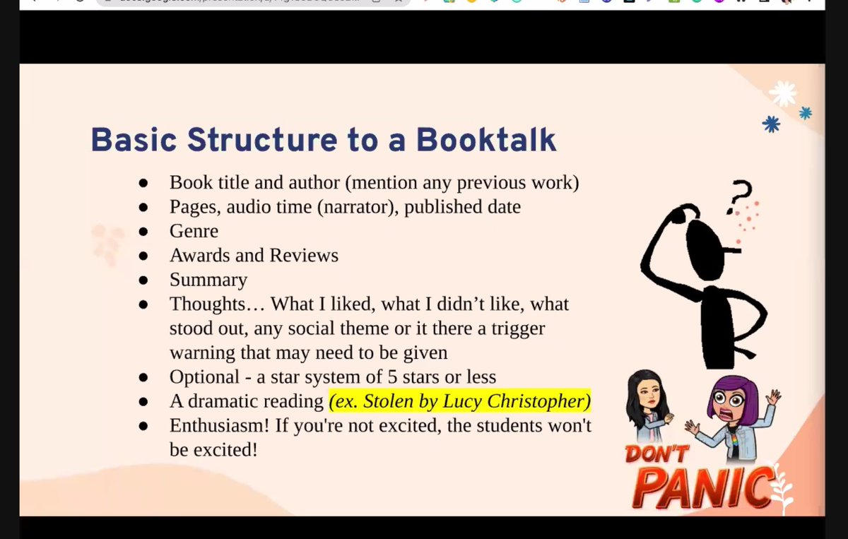 Sdeyoung1's tweet photo. Enjoying today's sessions @TCEA Right now ...But I don't know how to booktalk!? with @allie_cornejo @lispylibrarian LOVE IT because I'm Stephanie and my eldest daughter, Alexandra, is Allie. Excellent info/ideas &amp; appreciate the presentation in slides! Thank you! https://t.co/QMvr9rQ4wC