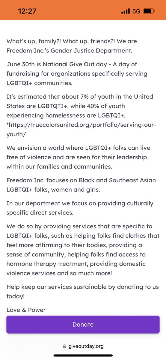 Some funds that need raising for Giveoutday during Pride Month, if you’re able: Gender Justice by Freedom Inc.! Support local orgs 🖤🔥

giveoutday.org/team/Gjteam