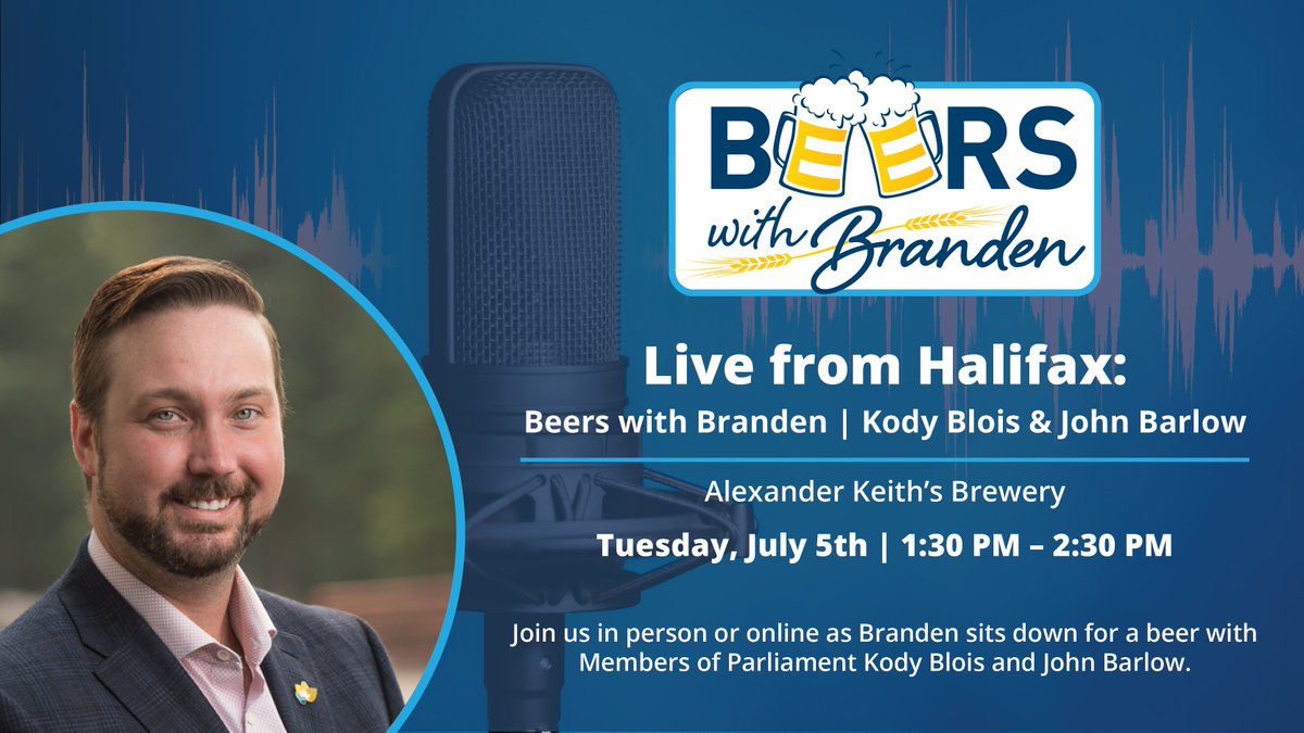 GrainGrowers's tweet photo. Branden Leslie will be sitting down with @KodyBloisNS &amp; @JohnBarlowMP in our first ever #BeerswithBranden Livestream event from @AlexanderKeiths in Halifax! https://t.co/c8YUG8erBa