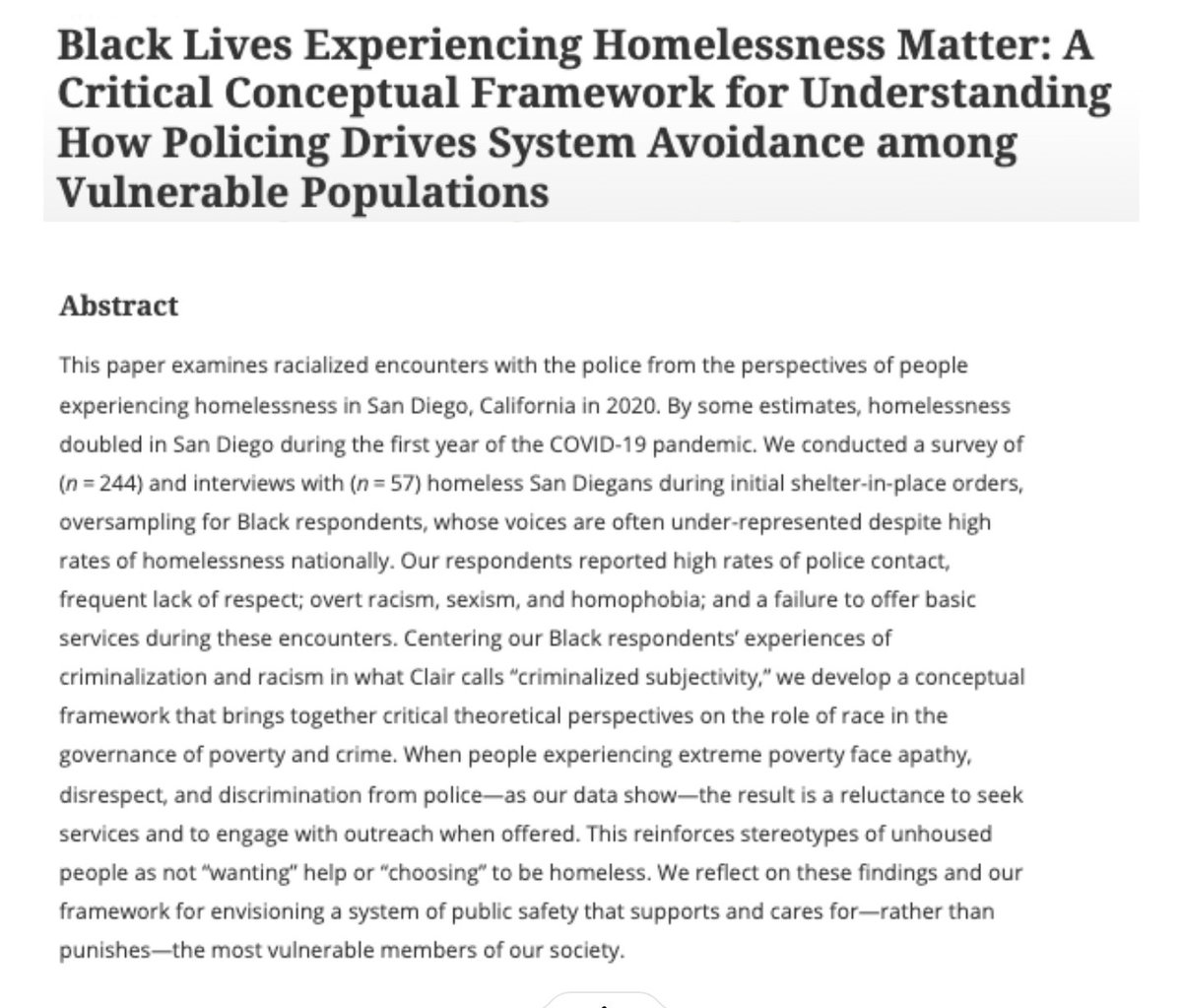 #NewArticleAlert! #BlackLives Experiencing #Homelessness Matter by Megan Welsh Carroll of the Project for Sanitation Justice @bathrooms_sdsu @shawn_flanigan & Nicolas Gutierrez doi.org/10.1080/109999… @tandfonline @PubAdminIDEA @NASPAA_DEI @ASPA_DSJ @nytimes @GMA @AP @NPR @pbs