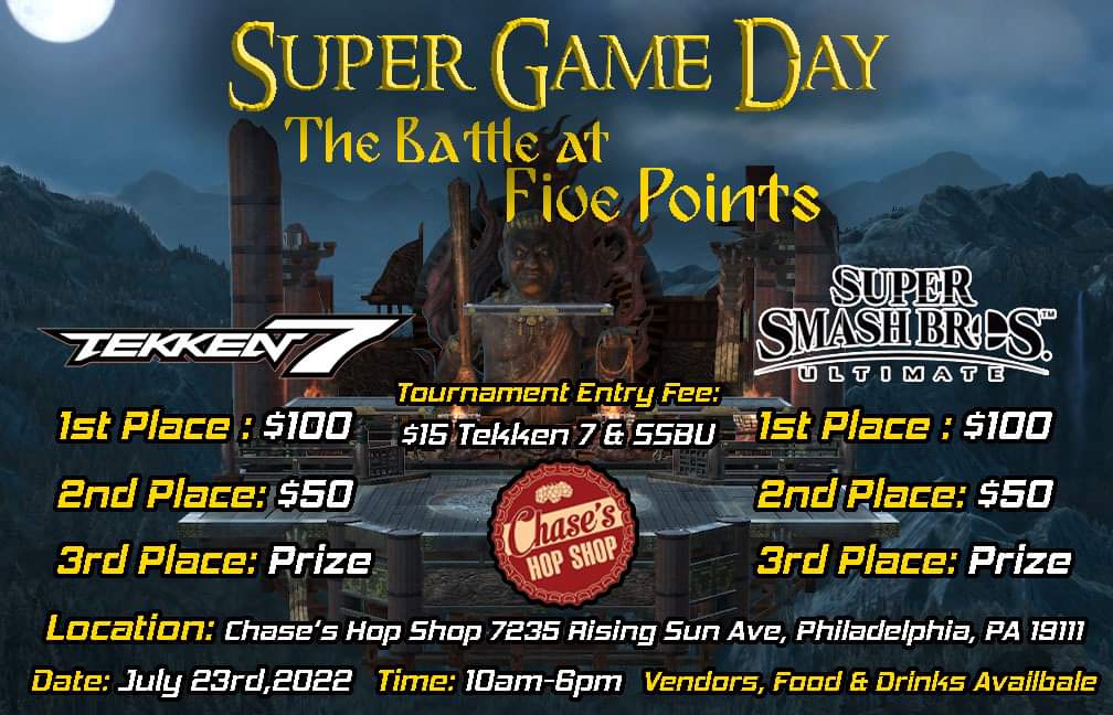 Tournament spots are open!

Feel free to message us to join any Tournament. 

#SGDtournament #SGD #supergameday #Tekken7 #smashbrosultimate #phillyfgc #pennfgc #fivepoints #phillygamers #IronFist